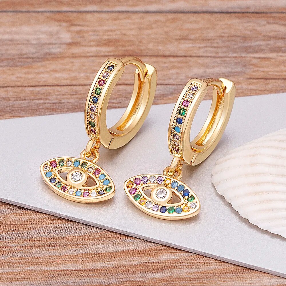 Rainbow Rhinestones on Gold Earrings (14 styles)