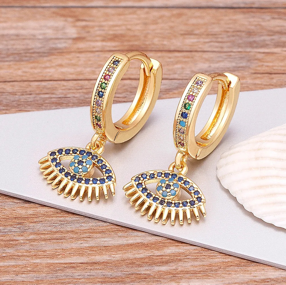 Rainbow Rhinestones on Gold Earrings (14 styles)