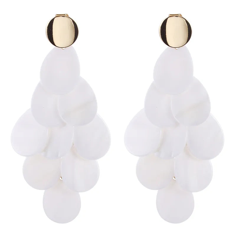 White Gold Tassel Clip on Earrings