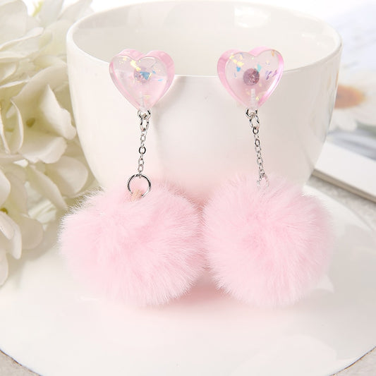 Pom Pom Heart Earrings (8 colors)