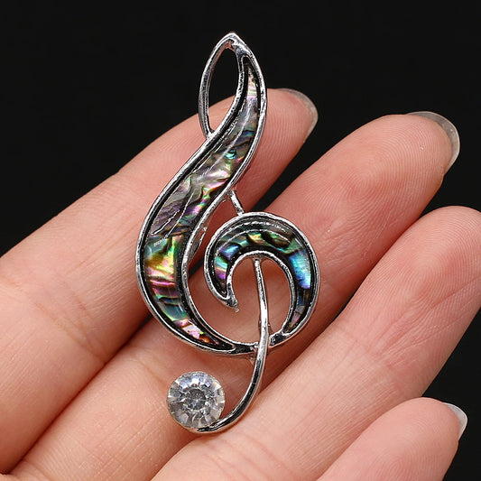 Abalone Shell Musical Note-shaped Brooch