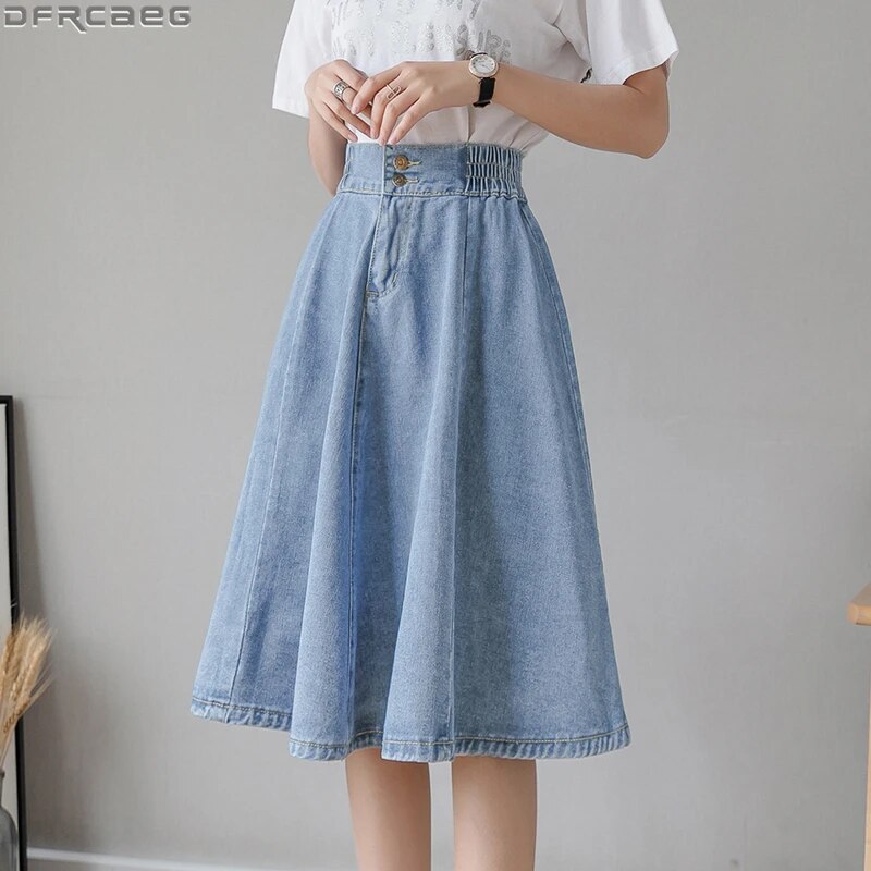 Vintage Denim Skirt (Blue/Light Blue)