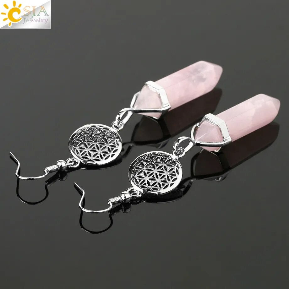 Natural Stone Crystal Earrings (26 colors)