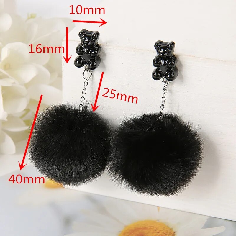 Pompom Candy Bear Earrings (12 colors)