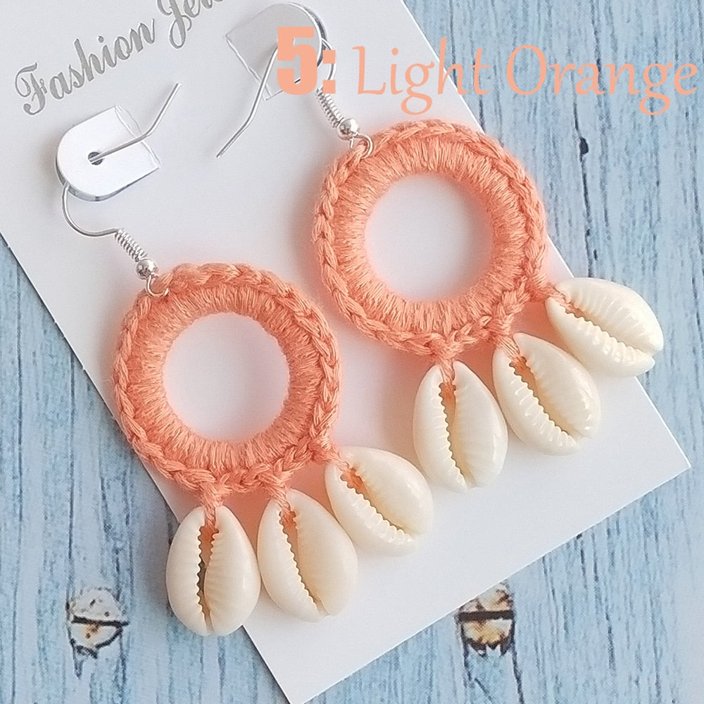 Boho Beach Shell Crochet Earrings (15 colors)