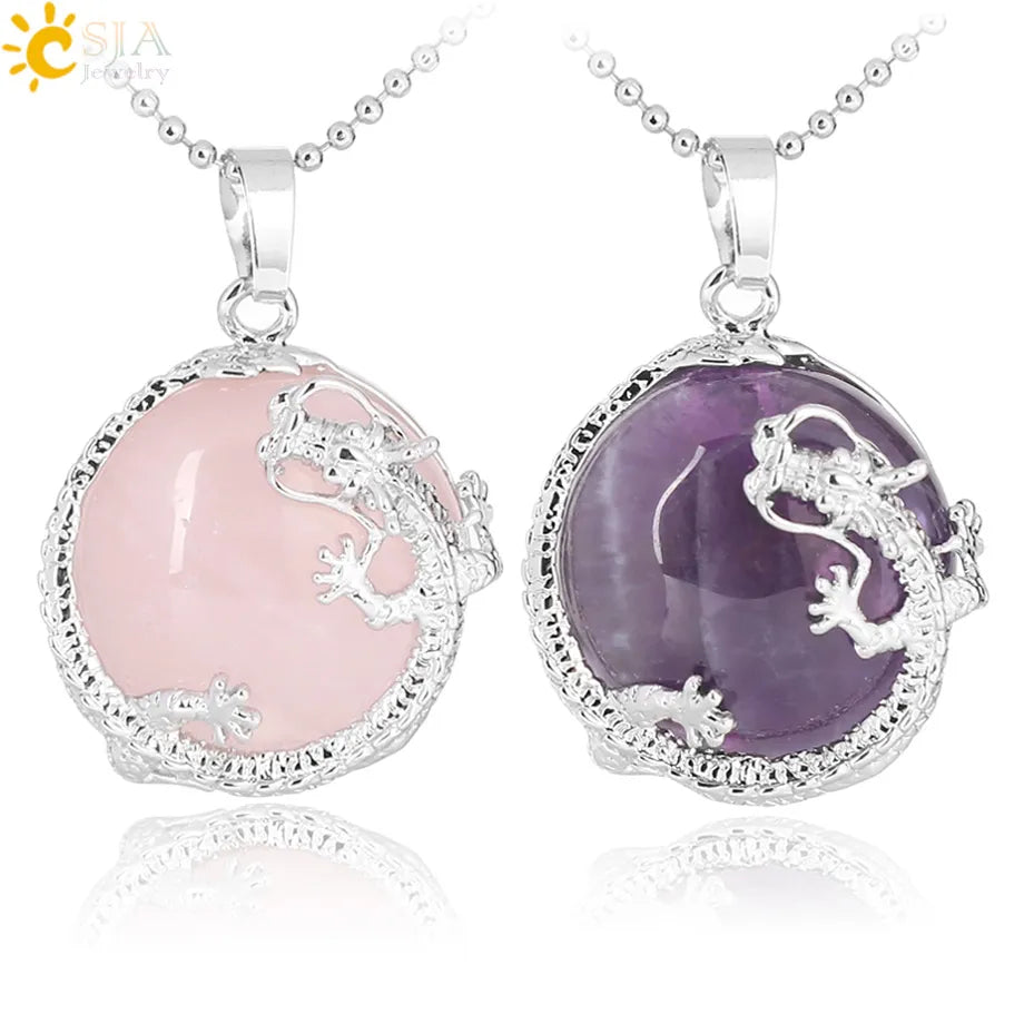 Dragon Natural Stone Necklace (18 colors)