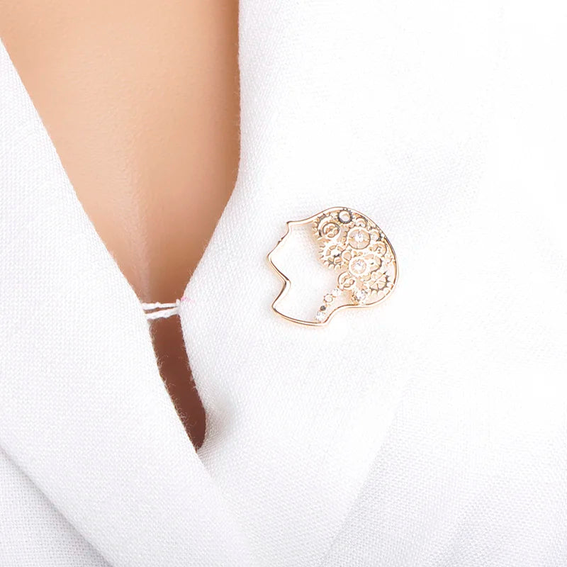 Exquisite Mechanical Brain Brooch (Gold/Silver)