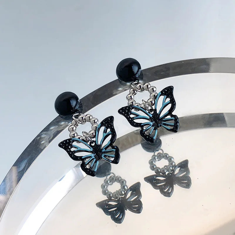 Black Hollow Butterfly Earrings