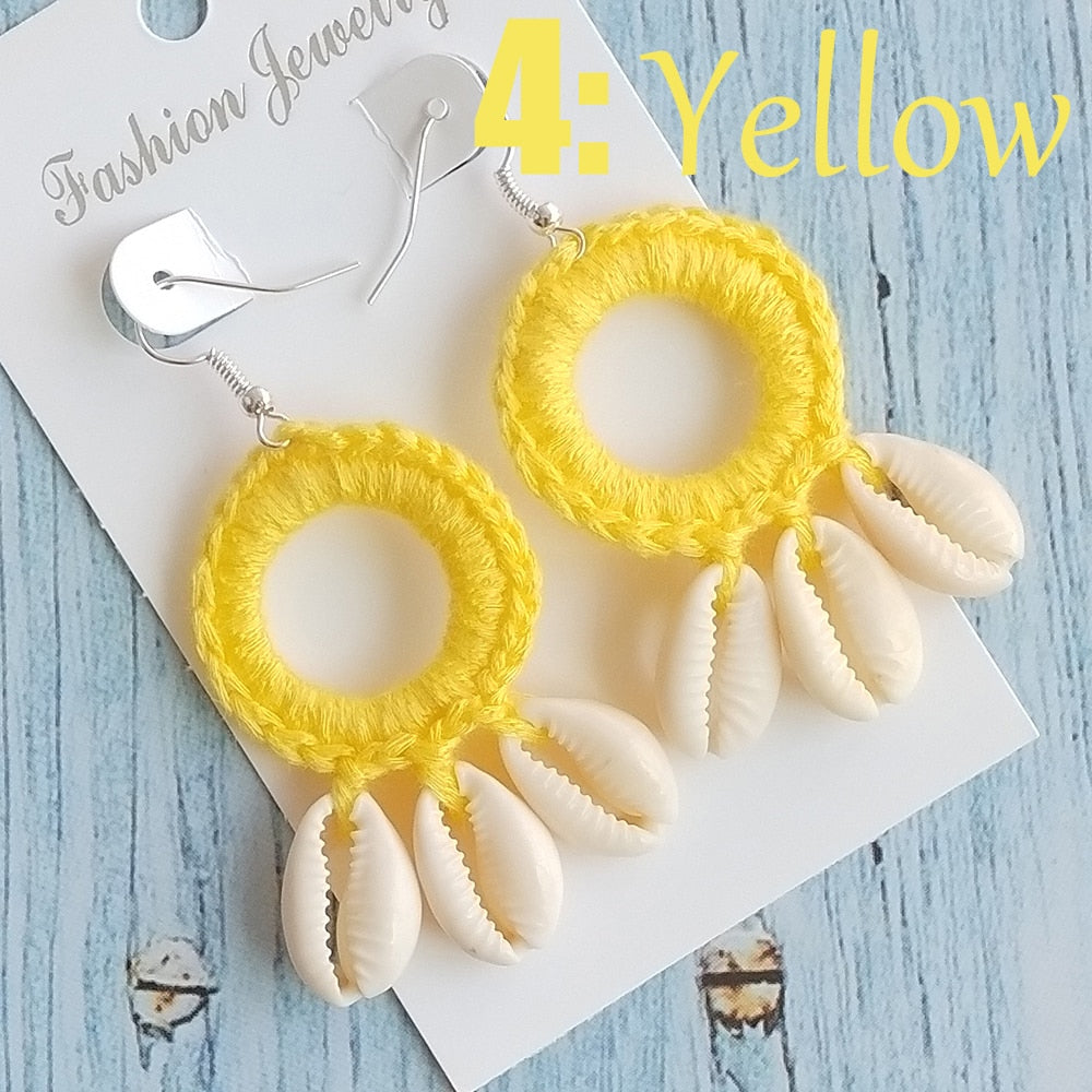 Boho Beach Shell Crochet Earrings (15 colors)