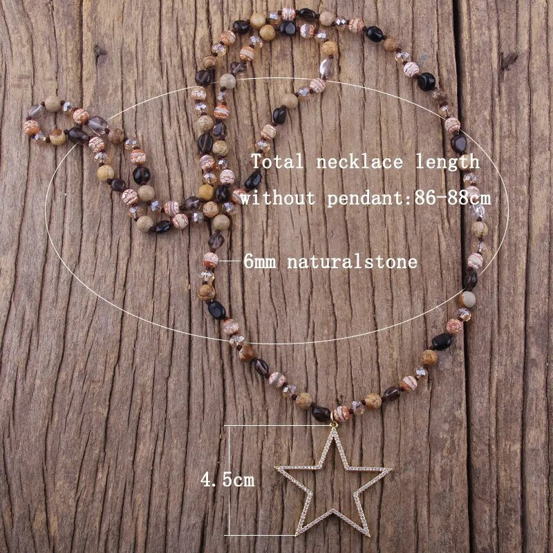 Natural Stones & Star Necklace (4 colors)