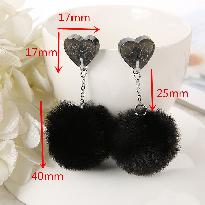 Pom Pom Heart Earrings (8 colors)