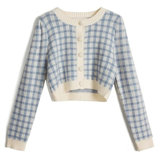 Knitted Retro Plaid Sweaters (Yellow/Blue)