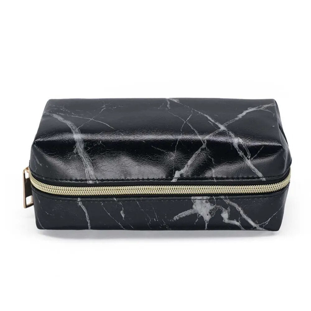 Marble Makeup Bag (White/Black)