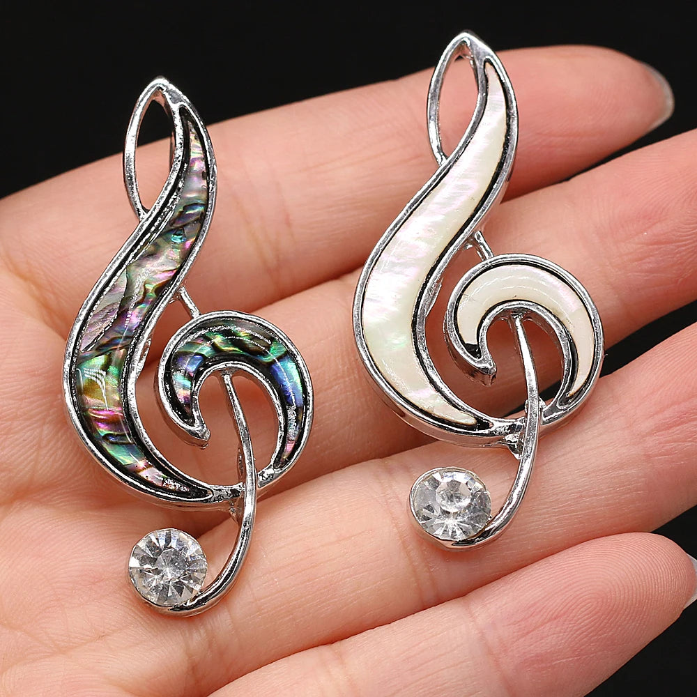 Abalone Shell Musical Note-shaped Brooch