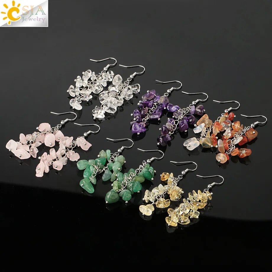 Natural Chipped Stone Earrings (12 colors)