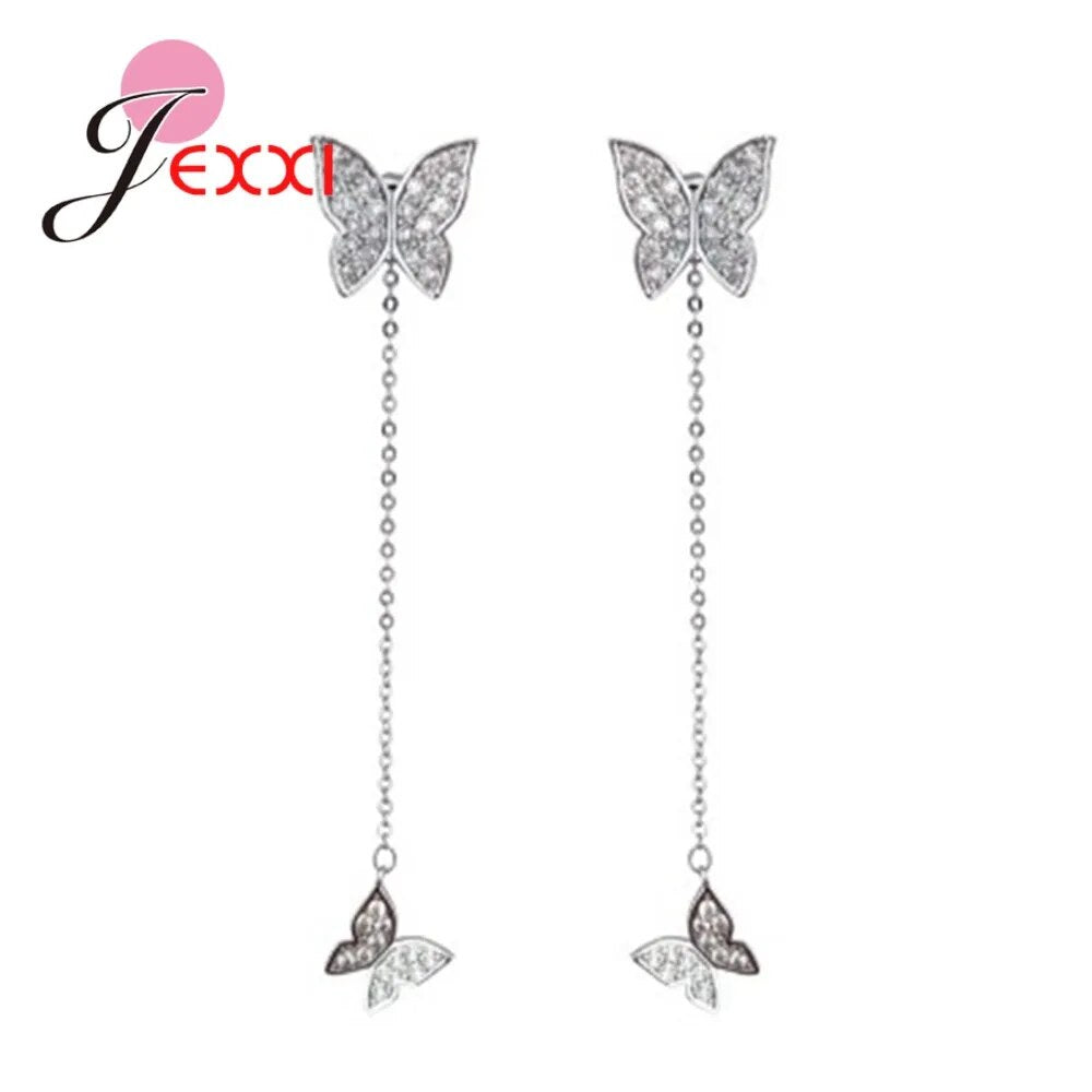 Sterling Silver Butterfly Crystal Earrings