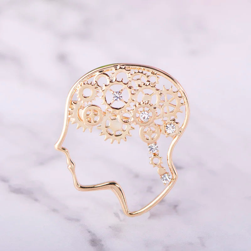 Exquisite Mechanical Brain Brooch (Gold/Silver)