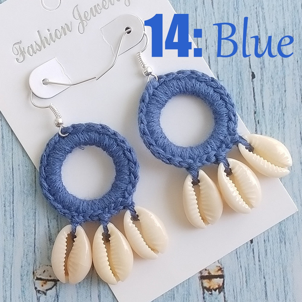 Boho Beach Shell Crochet Earrings (15 colors)