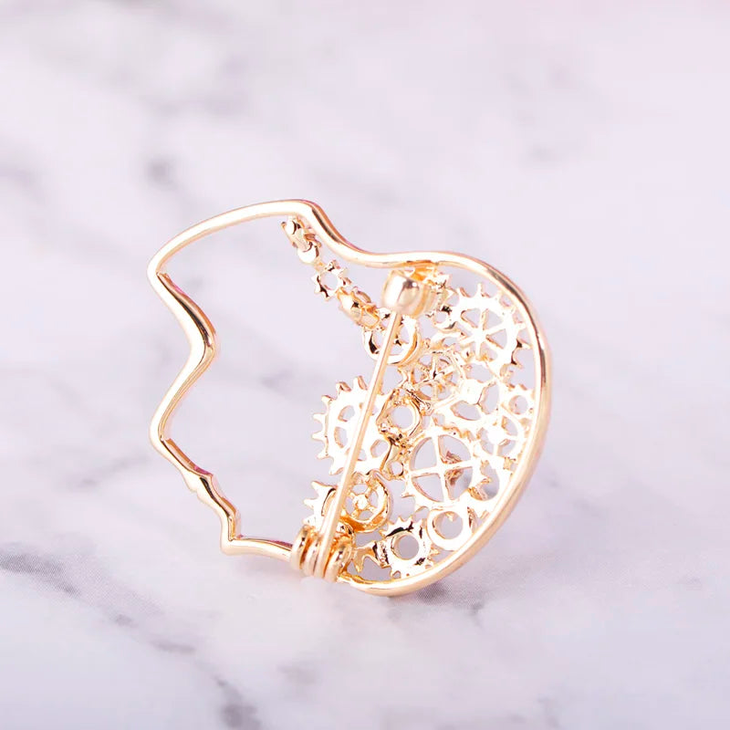 Exquisite Mechanical Brain Brooch (Gold/Silver)