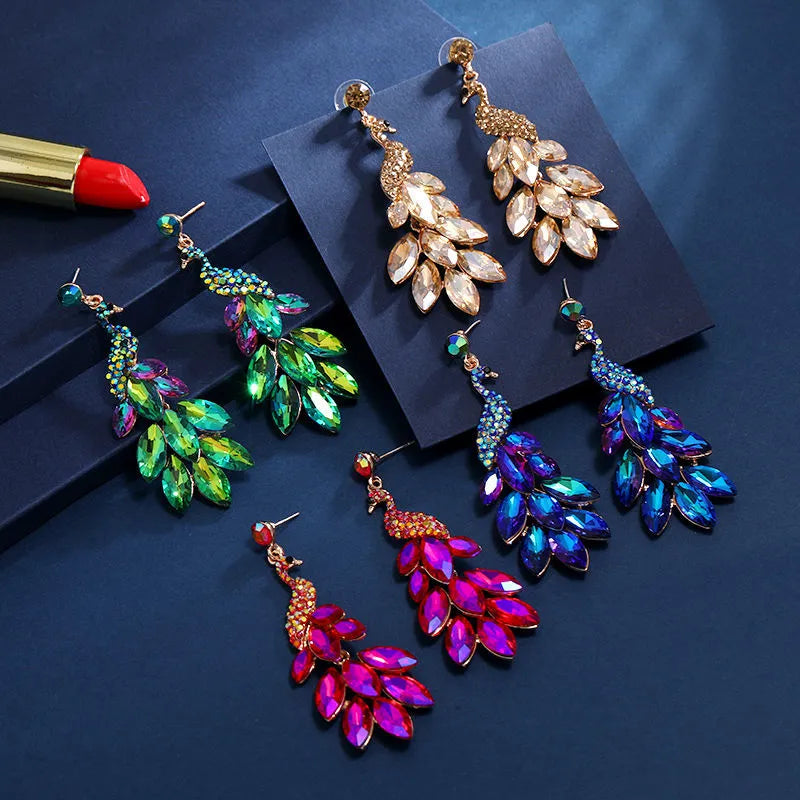 Crystal Peacock Earrings (9 colors)