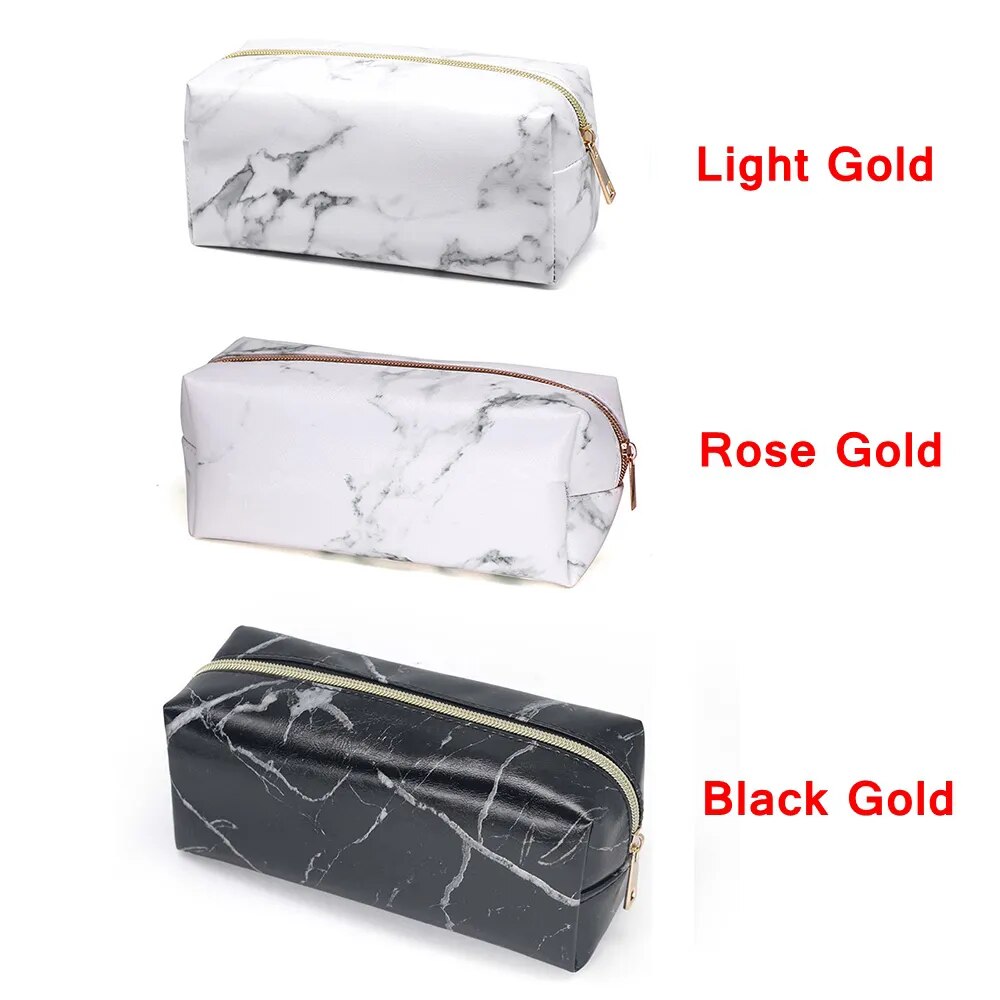 Marble Makeup Bag (White/Black)