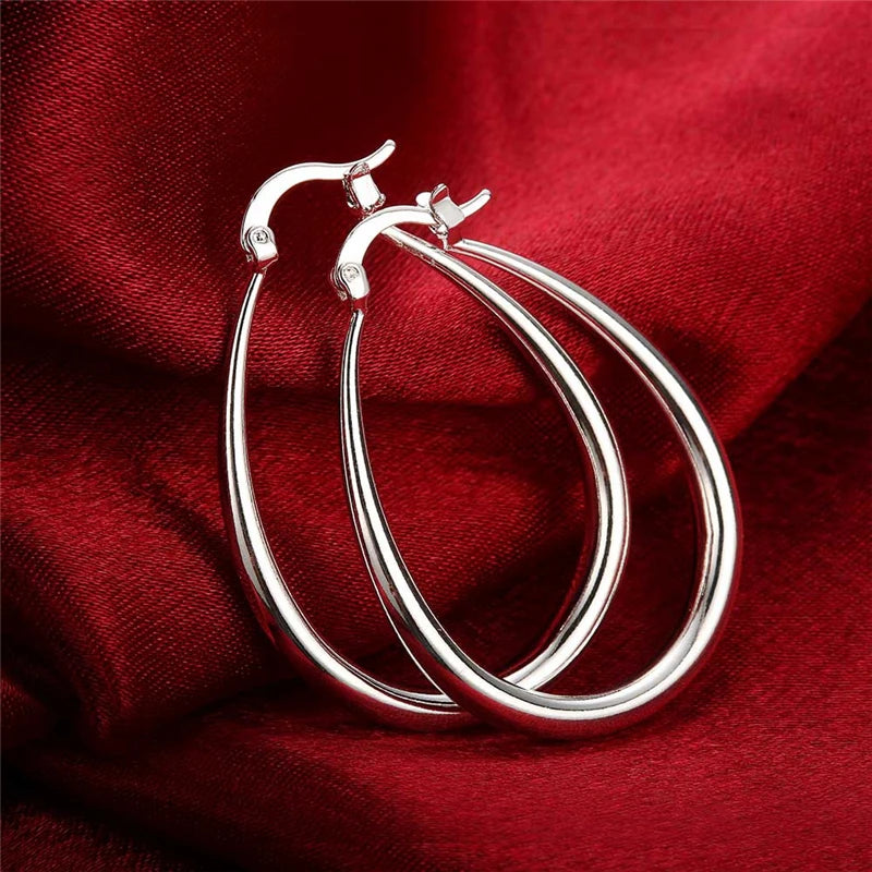 Silver Smooth Hoop Earrings