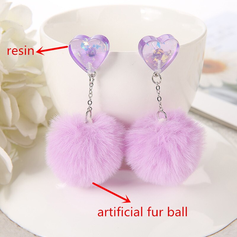 Pom Pom Heart Earrings (8 colors)