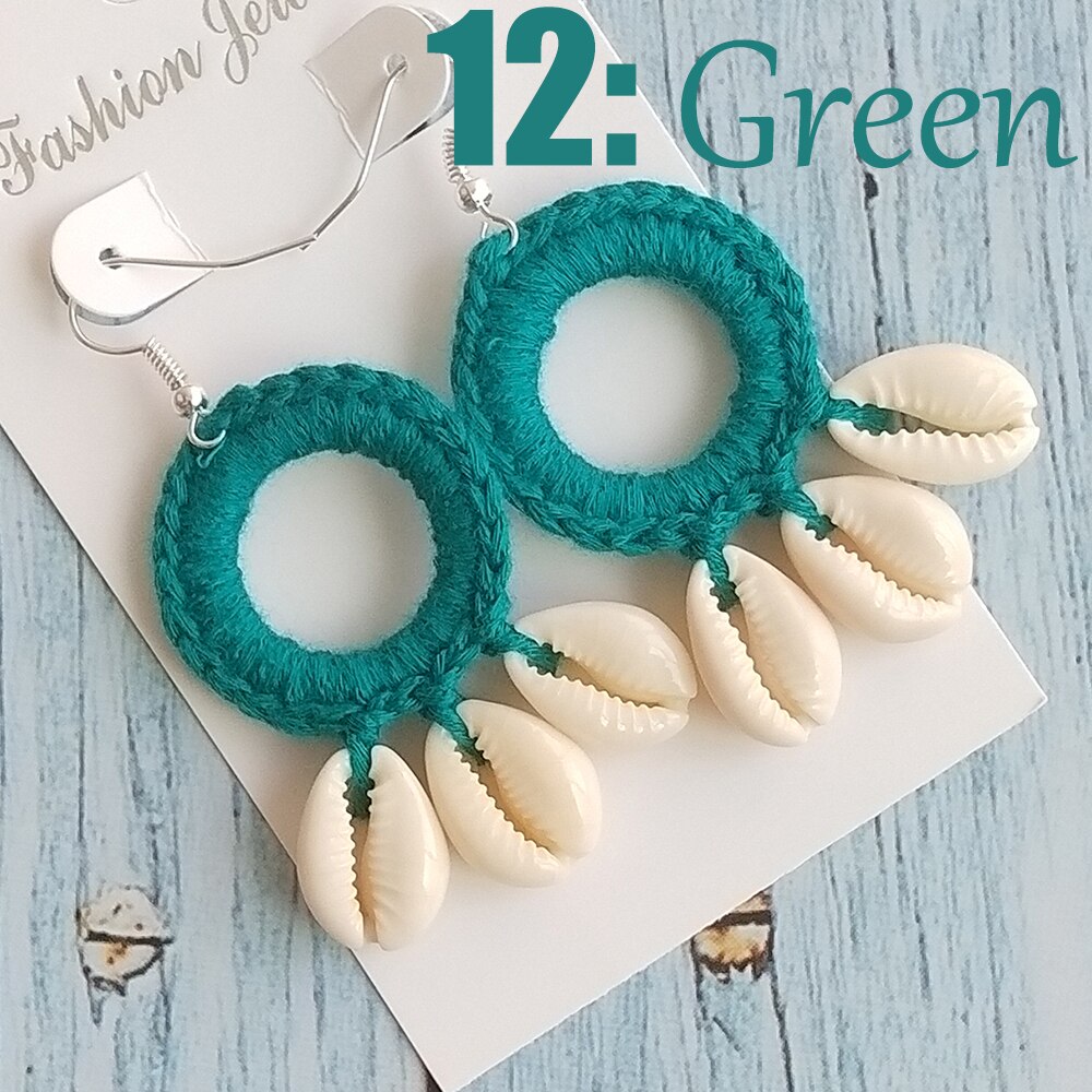 Boho Beach Shell Crochet Earrings (15 colors)