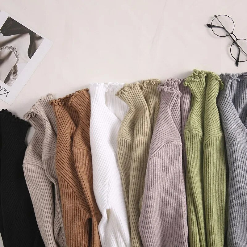 Ruffled Turtleneck Sweater (5 colors)