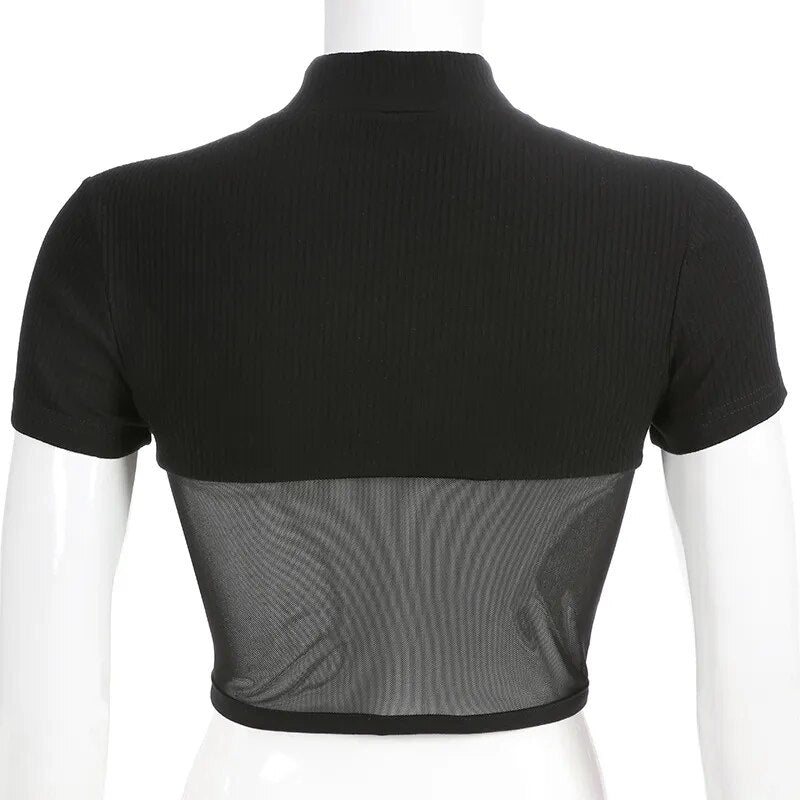 Mesh Black Crop Top