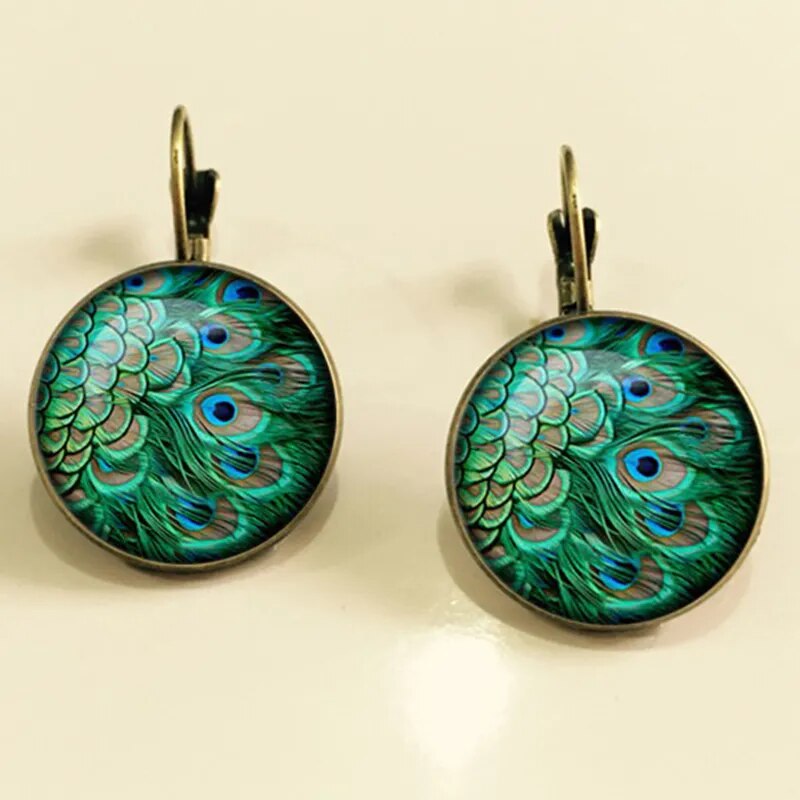 Peacock Earrings (Silver/Bronze)