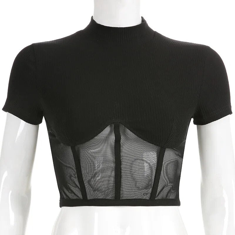 Mesh Black Crop Top