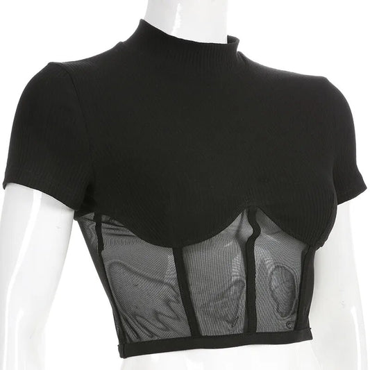 Mesh Black Crop Top