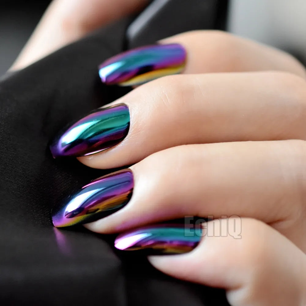 24Pcs Holographic Press On Nails