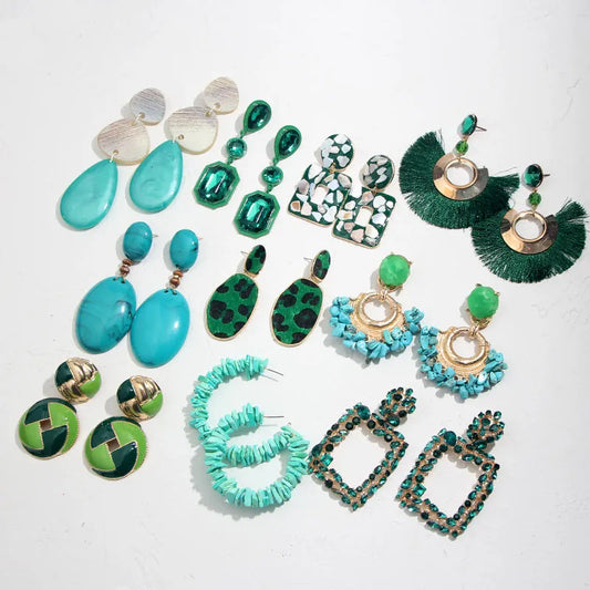 Green Statement Earrings (28 styles)