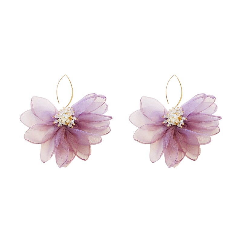 Dangle Flower Earrings (white/pink)