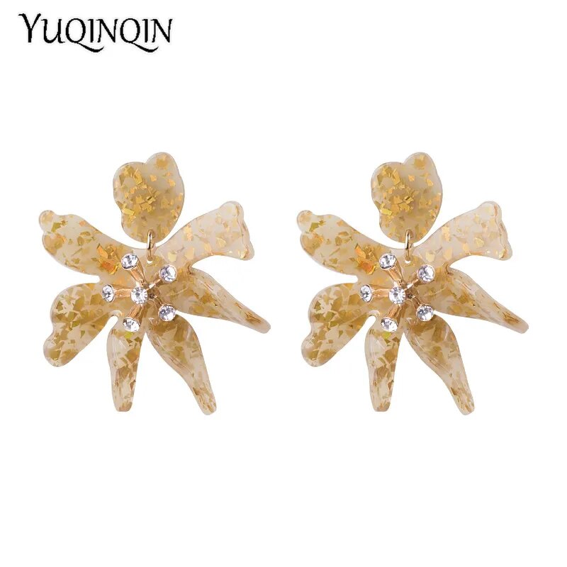 Resin Flower Crystal Earrings (8 colors)