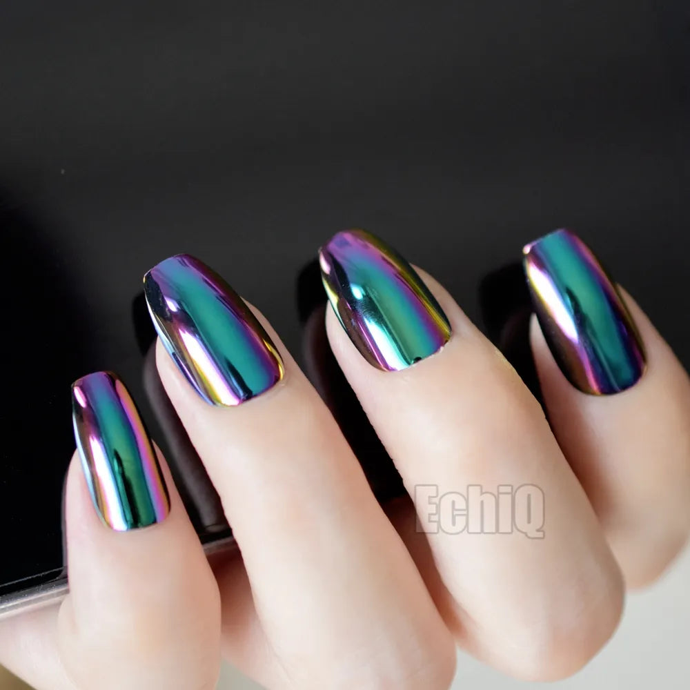 24Pcs Holographic Press On Nails