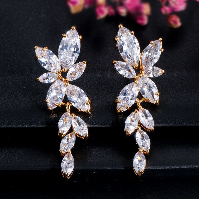 Crystal Dangle Drop Earrings (silver/gold/rose gold)