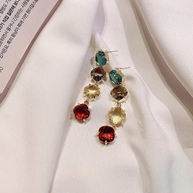 4 color crystal drop earrings