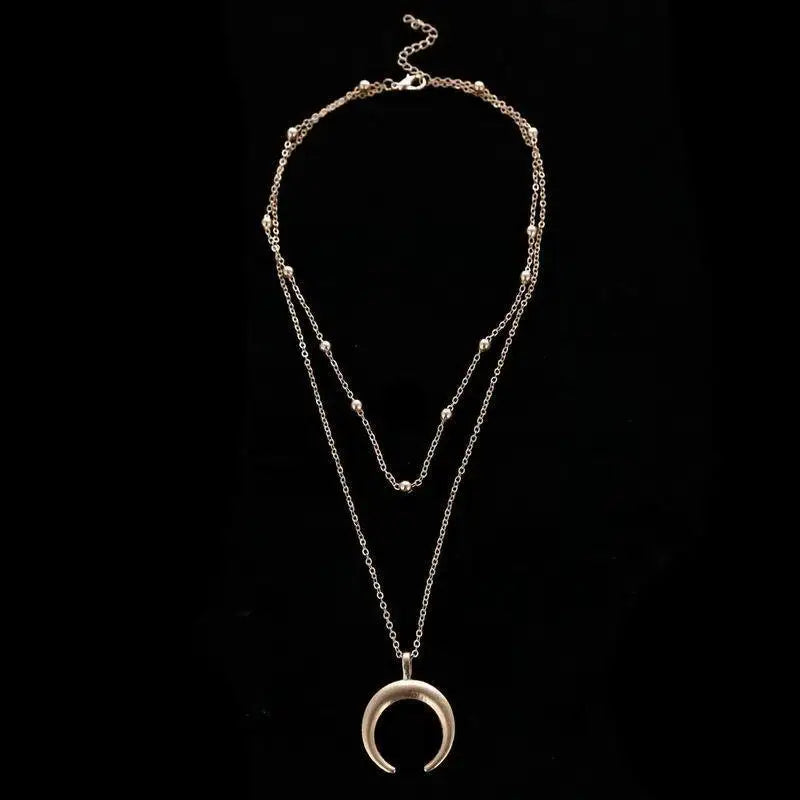 Multi Layer Crescent Moon Necklace (Gold/Silver)