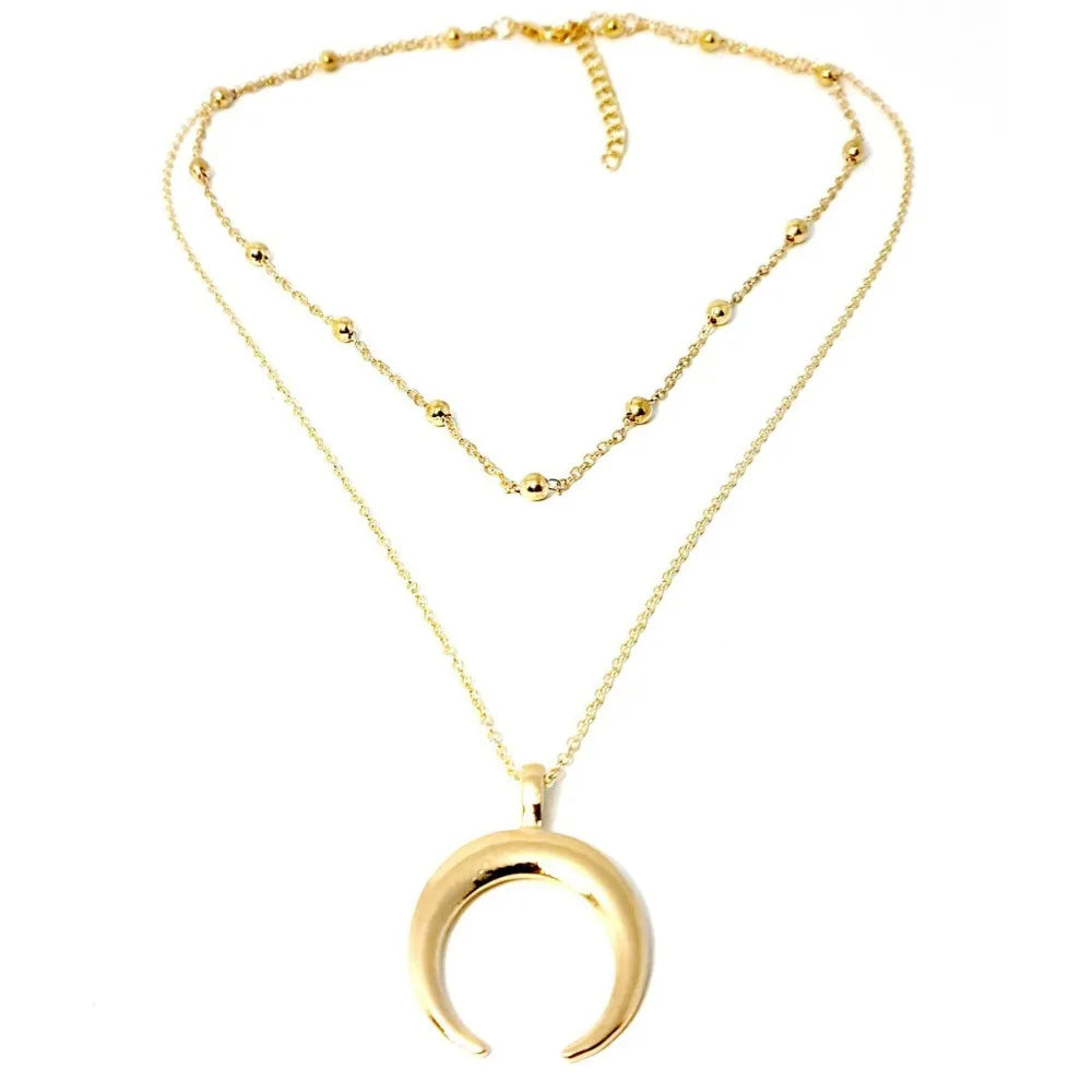 Multi Layer Crescent Moon Necklace (Gold/Silver)