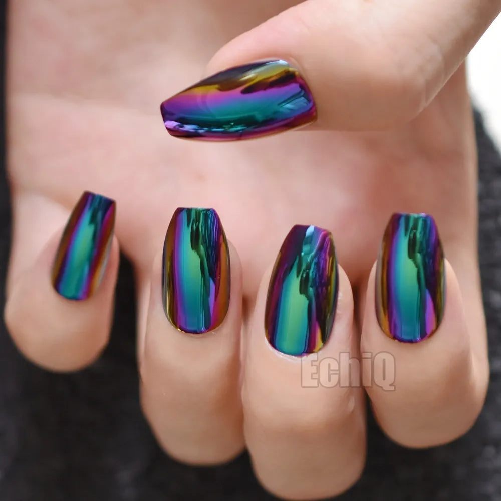 24Pcs Holographic Press On Nails