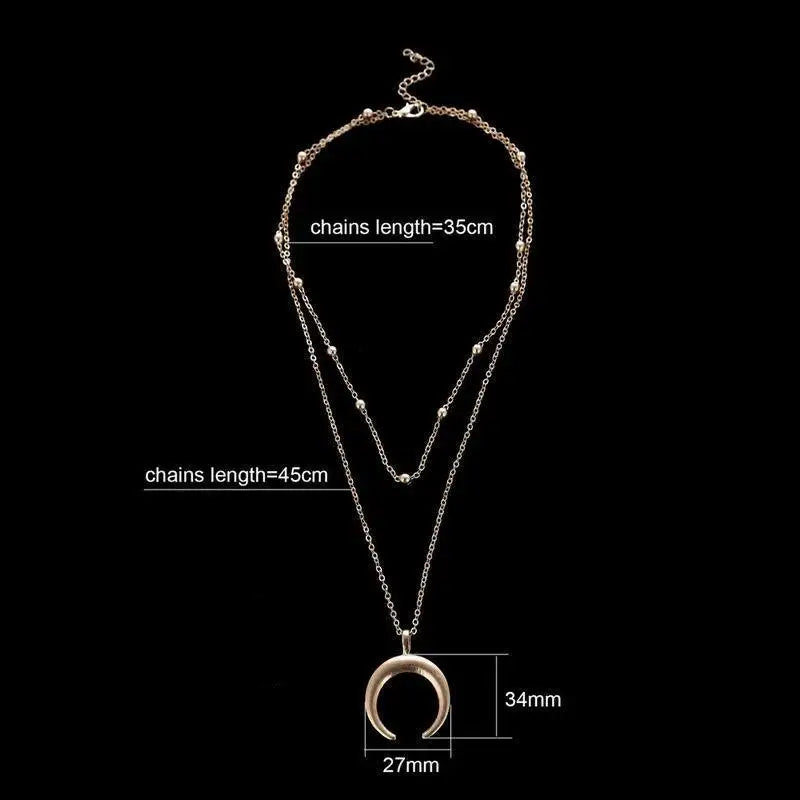 Multi Layer Crescent Moon Necklace (Gold/Silver)