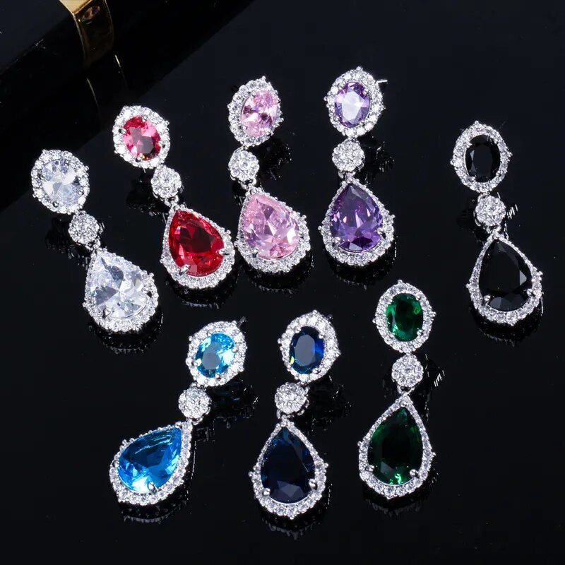 Water Drop Crystal Earrings (7 colors)