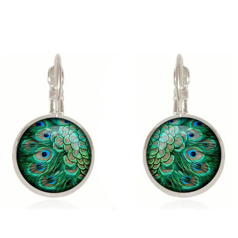 Peacock Earrings (Silver/Bronze)