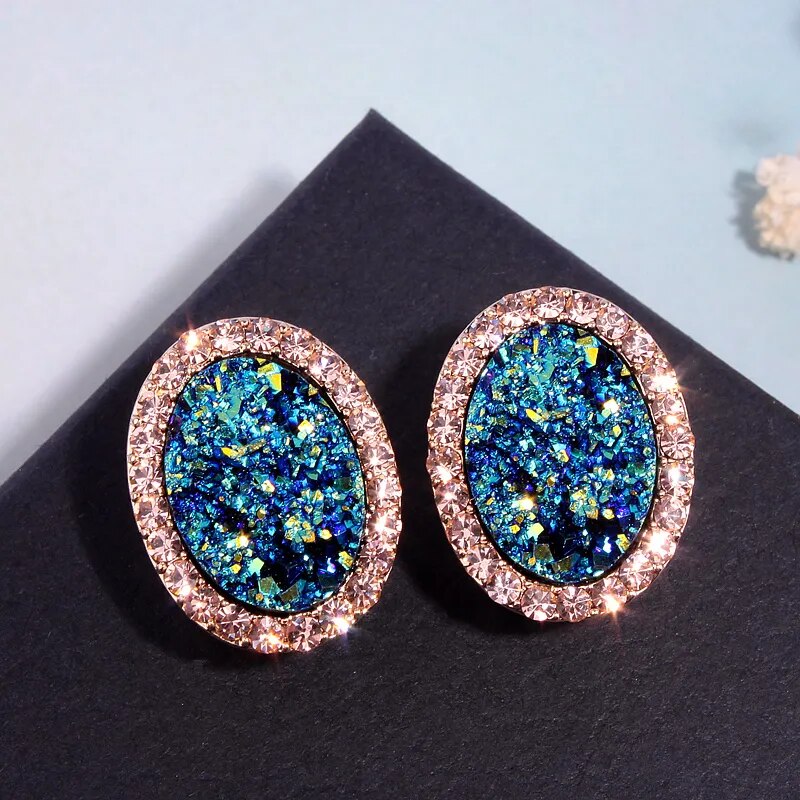 Sparkle Stud Earrings (blue/white)