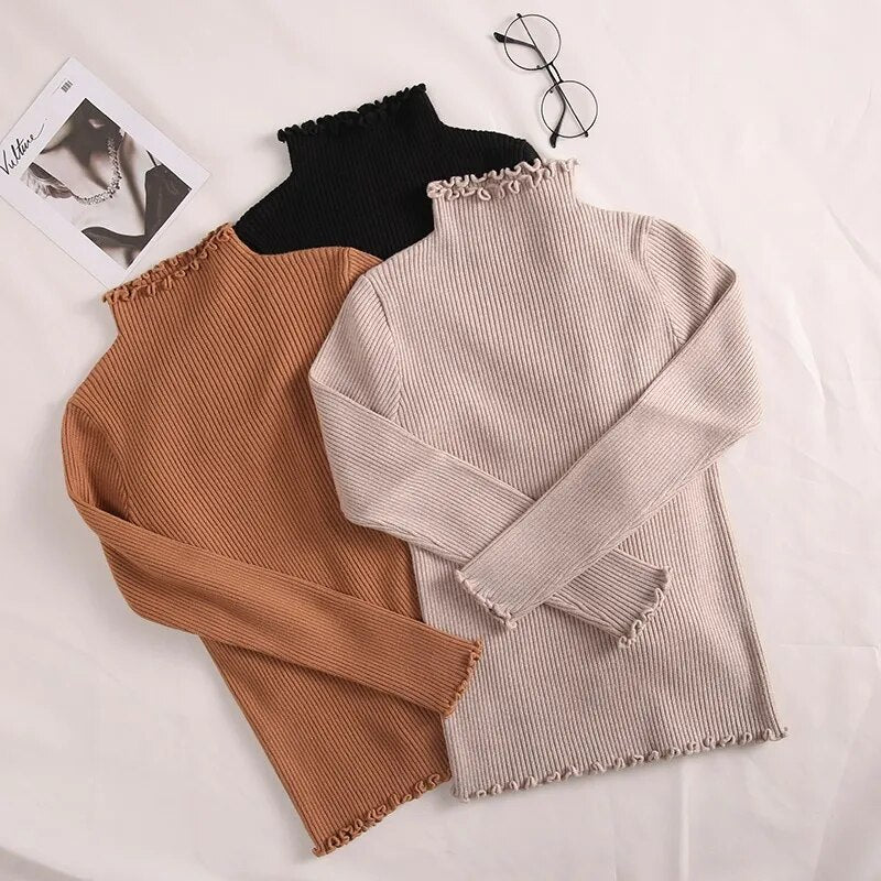 Ruffled Turtleneck Sweater (5 colors)