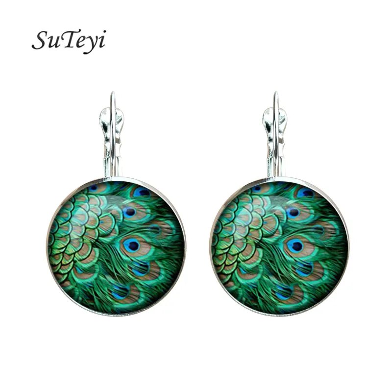 Peacock Earrings (Silver/Bronze)