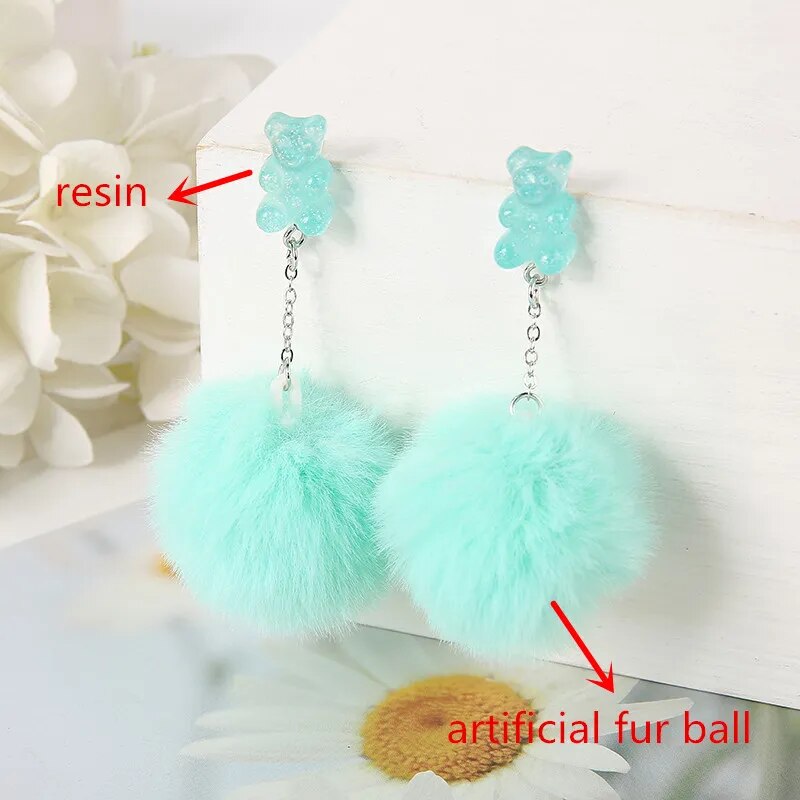 Pompom Candy Bear Earrings (12 colors)